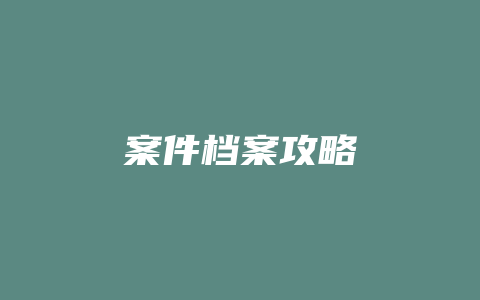 案件档案攻略