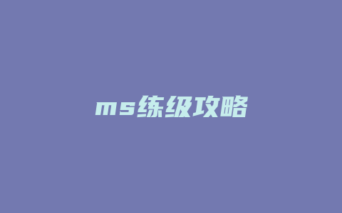 ms练级攻略