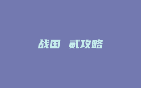 战国 贰攻略