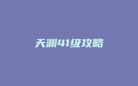 天渊41级攻略