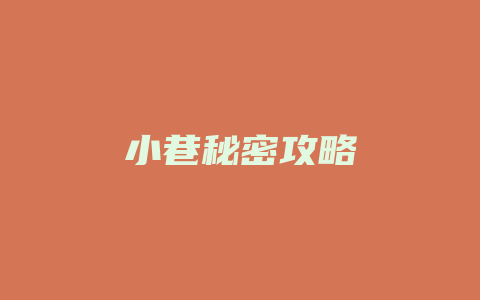 小巷秘密攻略