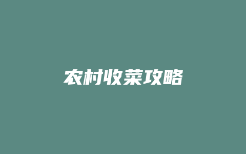 农村收菜攻略