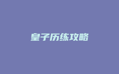 皇子历练攻略