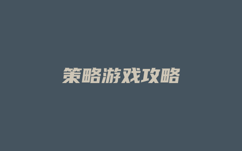 策略游戏攻略