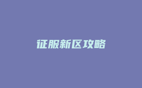 征服新区攻略