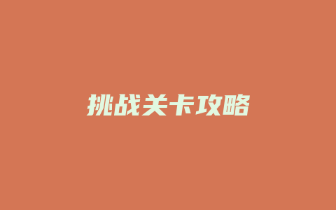 挑战关卡攻略