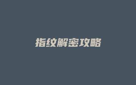 指纹解密攻略