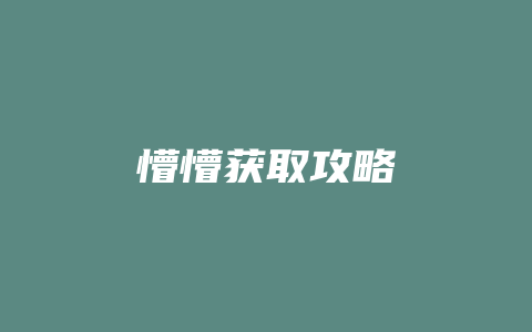 懵懵获取攻略