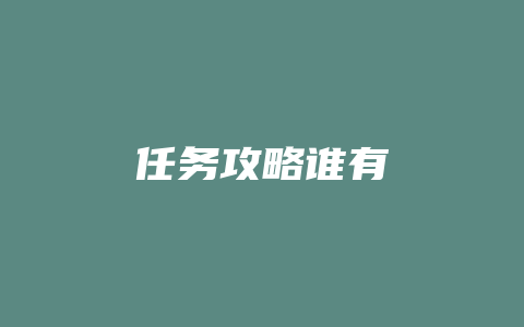 任务攻略谁有