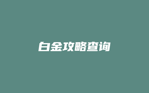 白金攻略查询