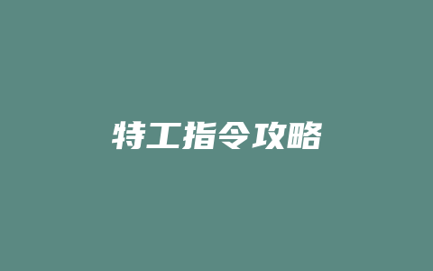 特工指令攻略