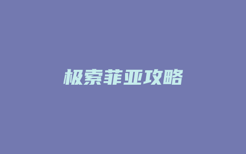 极索菲亚攻略