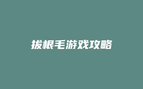 拔根毛游戏攻略