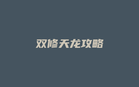 双修天龙攻略