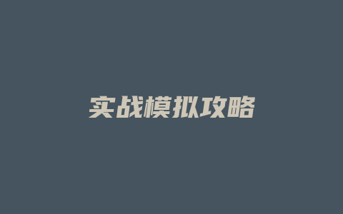 实战模拟攻略